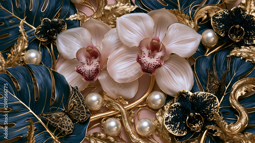 Elegant Floral Arrangement with Orchids and Gold Accents