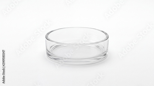Glass Petri Dish: A clean, empty glass petri dish, a staple in scientific research, rests on a neutral surface, ready for its next experimental use.