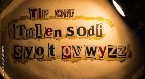 Anonymous ransom note made with cut out newspaper letters