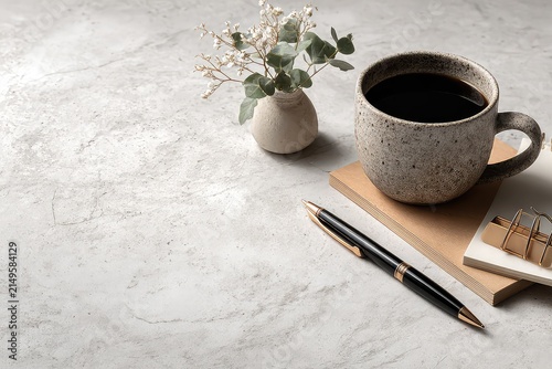 Minimalist desk corner with stationery