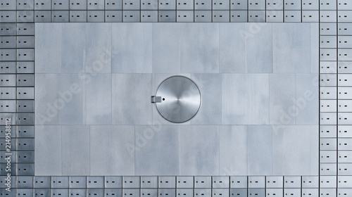 Steel Vault Floor with Circular Security Door and Copy Space