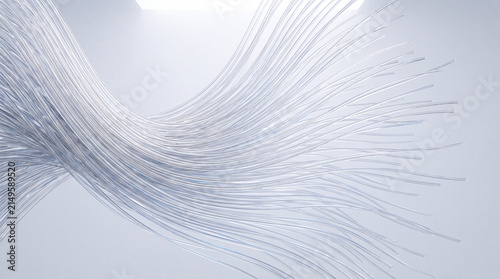 Flowing 3D wire strands spreading in a diagonal curve