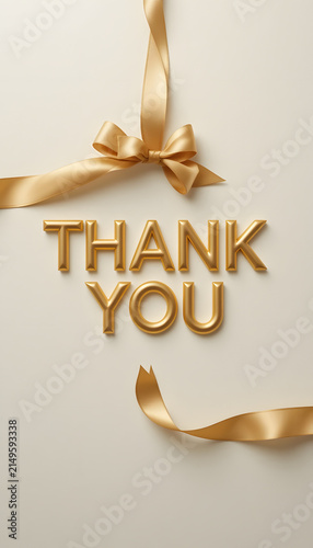 Modern Golden Thank You Typography on Cream Background
