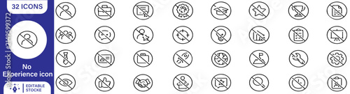 Obraz na płótnie 32 No Experience Vector Outline Icons Set – Beginner, No Skill, Unqualified, Ine