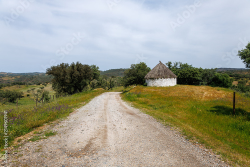 Fotografía Alentejo countryside road leading to traditional hut