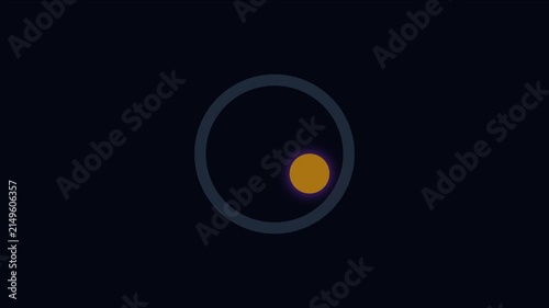 Minimalist abstract loading spinner animation with glowing orange orbiting sphere 4k progress
