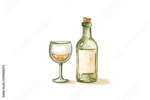 Obraz na płótnie ilustracion de vino acuarela