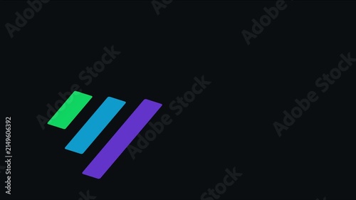 Minimalist abstract motion with animated colorful bars on animation 4k black background