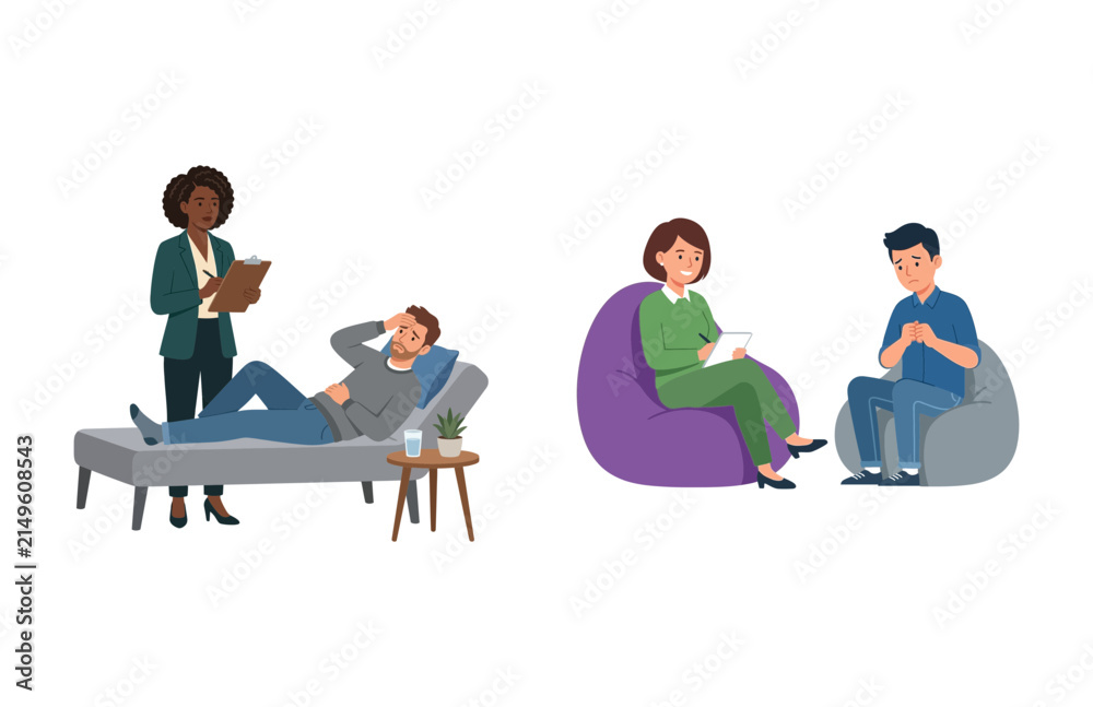 Fototapeta premium Professional Psychotherapy and Counseling Sessions Featuring Mental Health Specialists and Patients