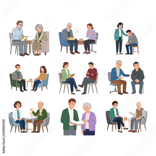 Professional Mental Health Therapy Sessions with Diverse People Providing Compassionate Counseling and Psychological Support