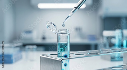 West Nile Virus research in a modern laboratory with pipette and test tube analysis