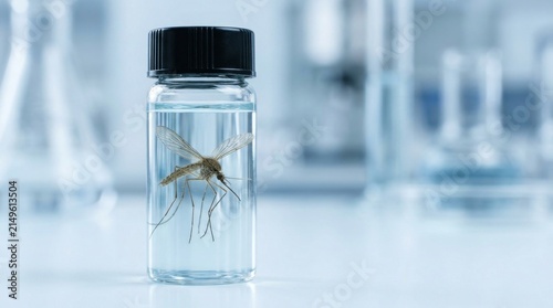 Mosquito Specimen in Laboratory Vial for West Nile Virus Research and Disease Control Study