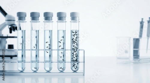 West Nile Virus Research with Mosquito Samples in Laboratory Test Tubes for Medical Analysis