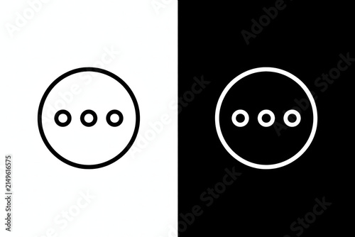 Minimalist icon of three dots within a circle on a contrasting black and white background, representing options or a menu