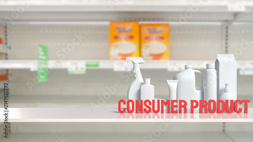 Generic Consumer Product Packaging Display Inside Modern Retail Store 3d render.