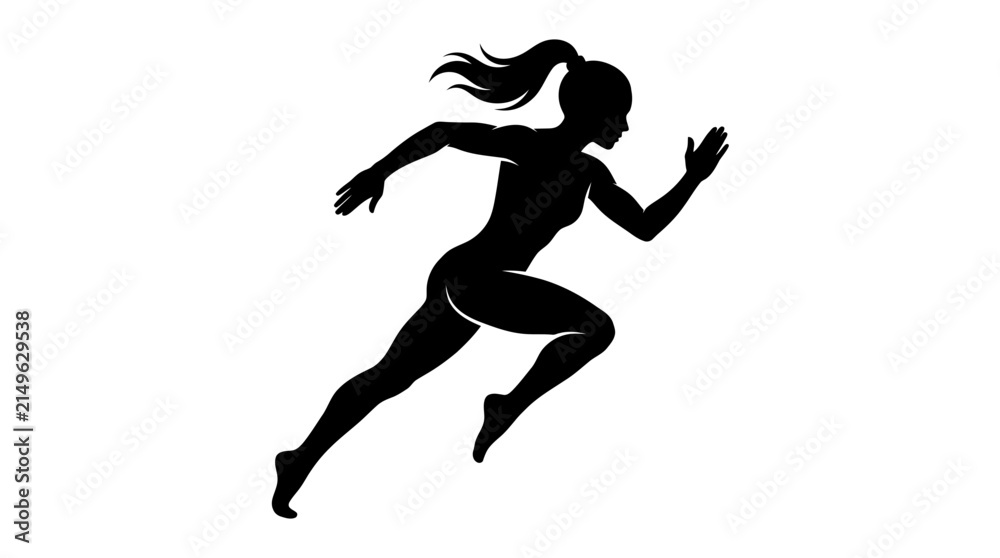 Fototapeta premium Running Woman Silhouette Vector Illustration