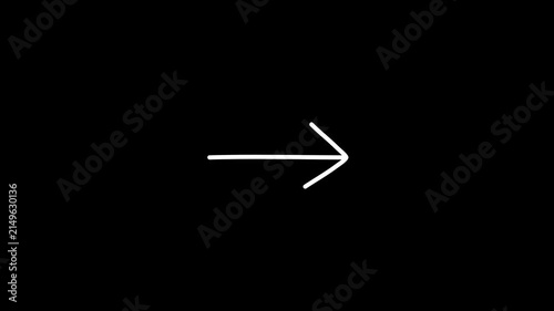 Icon arrow animation, single arrow pointing right. White line isolated black background.