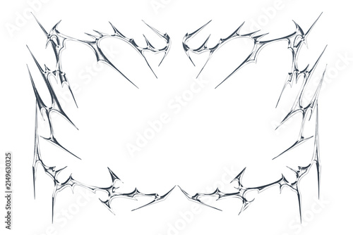 Quadro su tela neo tribal frame chrome metallic design, abstract sharp spike dark art corner bo