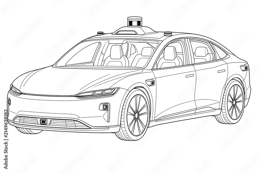 Fototapeta premium Autonomous car, self driving car, autonomous vehicle, driverless car, electric vehicle, smart vehicle, artificial intelligence, AI transportation, intelligent mobility, future transportation, automoti
