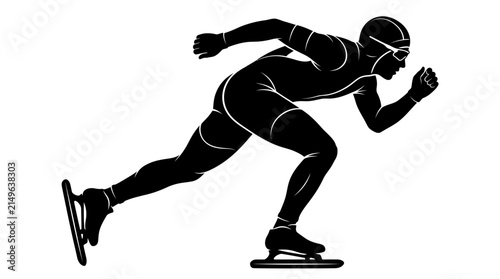Cuadro en lienzo Speed Skater Silhouette Vector Illustration