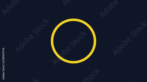Minimalist yellow loading circle animation loop on dark 4k background, for ui and, digital interface progress