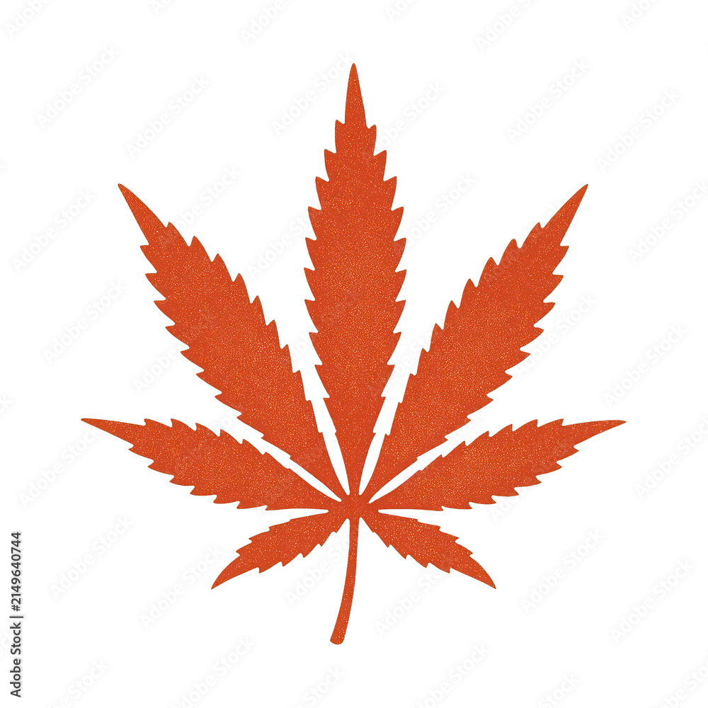 Obraz premium PNG Vibrant orange cannabis leaf illustration.