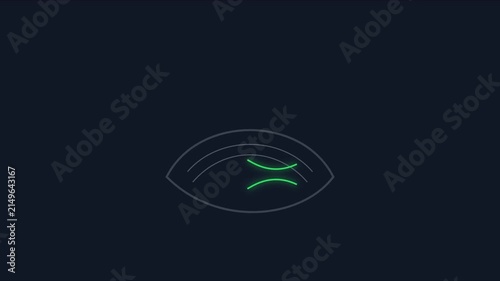 Minimalist glowing eye animation: digital vision and artificial intelligence concept 4k
