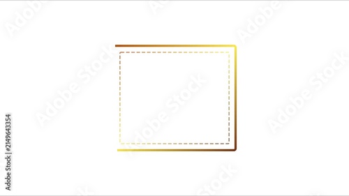Minimalist golden square frame motion with animated border for luxury branding and title overlays animation 4k