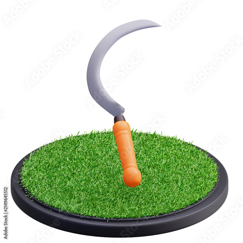 Foto 3D sickle Scythe Harvesting Tool for Agricultural Farming and Gardening