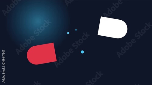 Medical pill capsule opening animation with glowing particles on dark 4k background, medicine pharmaceutical
