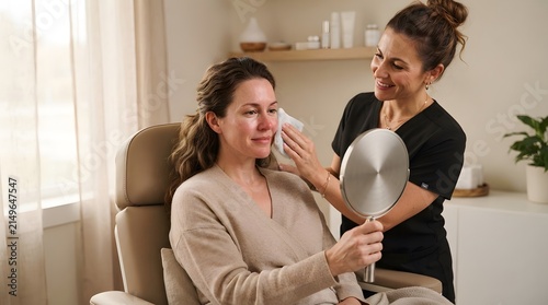 Client Receiving Professional Skincare Treatment in Clinic