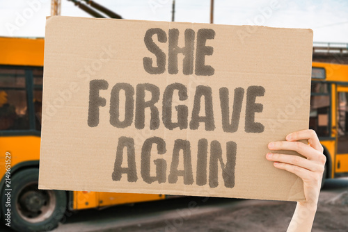 Cuadro en lienzo "She forgave again" The cycle of apology and repeated offense continues in the relationship