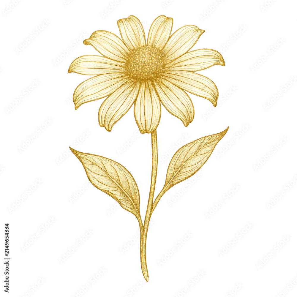 Obraz premium PNG Elegant golden flower illustration.