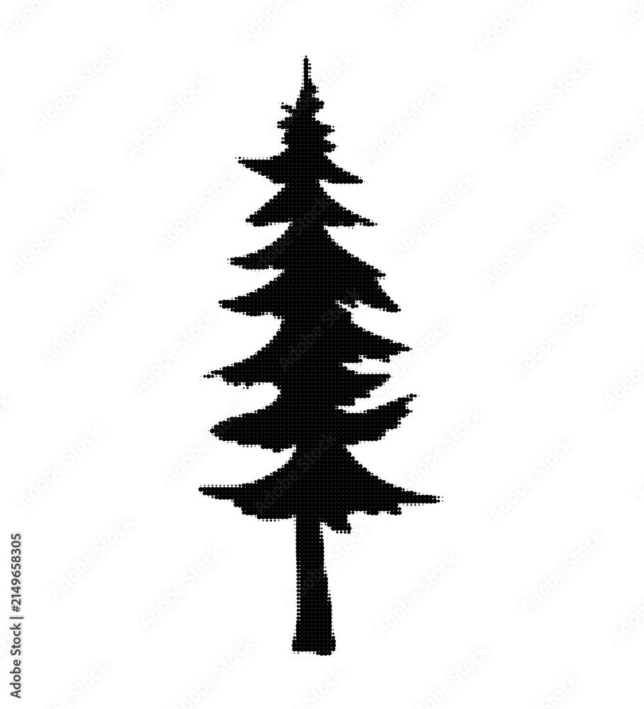 Obraz premium Simple black silhouette tree icon with detailed branches illustration