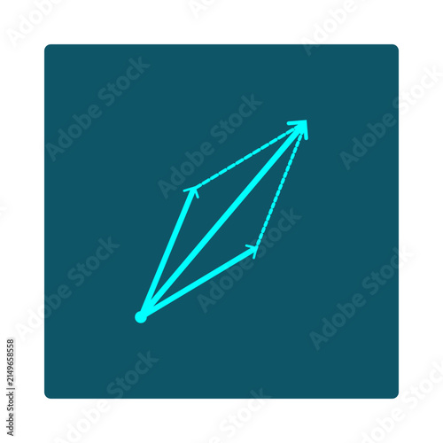 Cuadro en lienzo Vector Addition Icon: two vectors combined tip-to-tail, dashed parallelogram com
