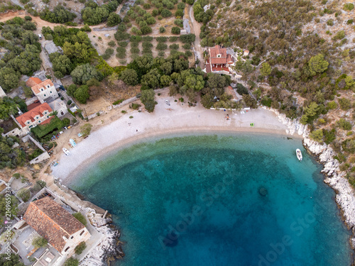 Dubovica beach on island Hvar from above