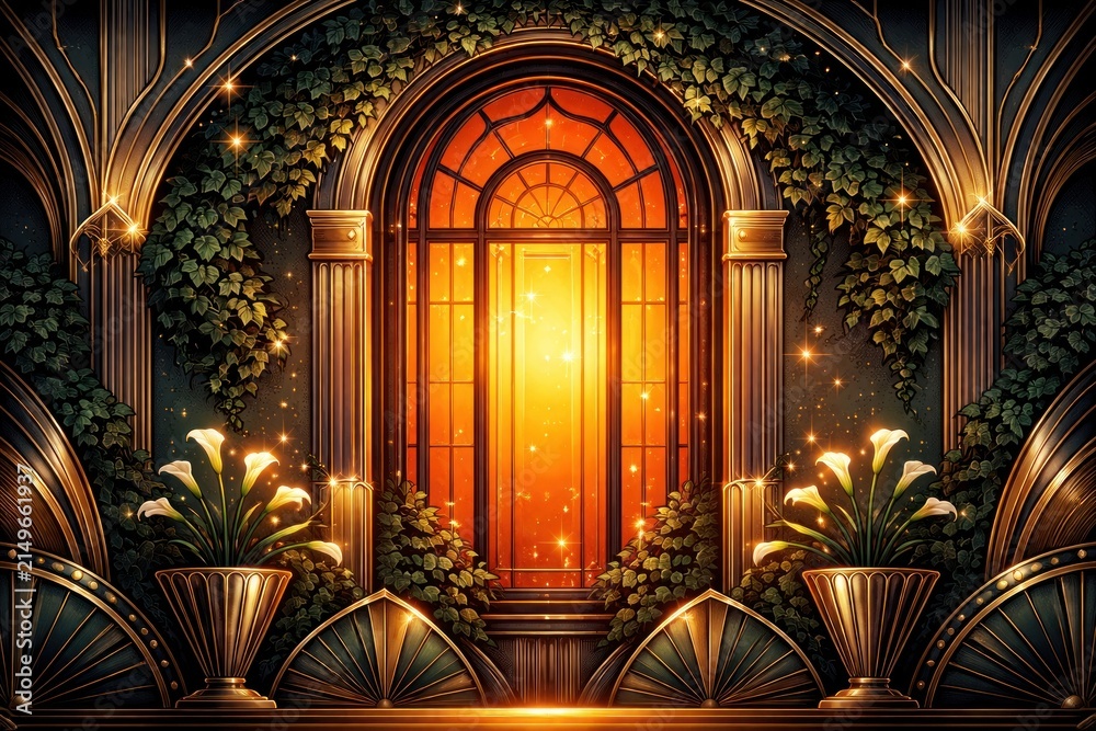 Fototapeta premium Elegant glowing window scene