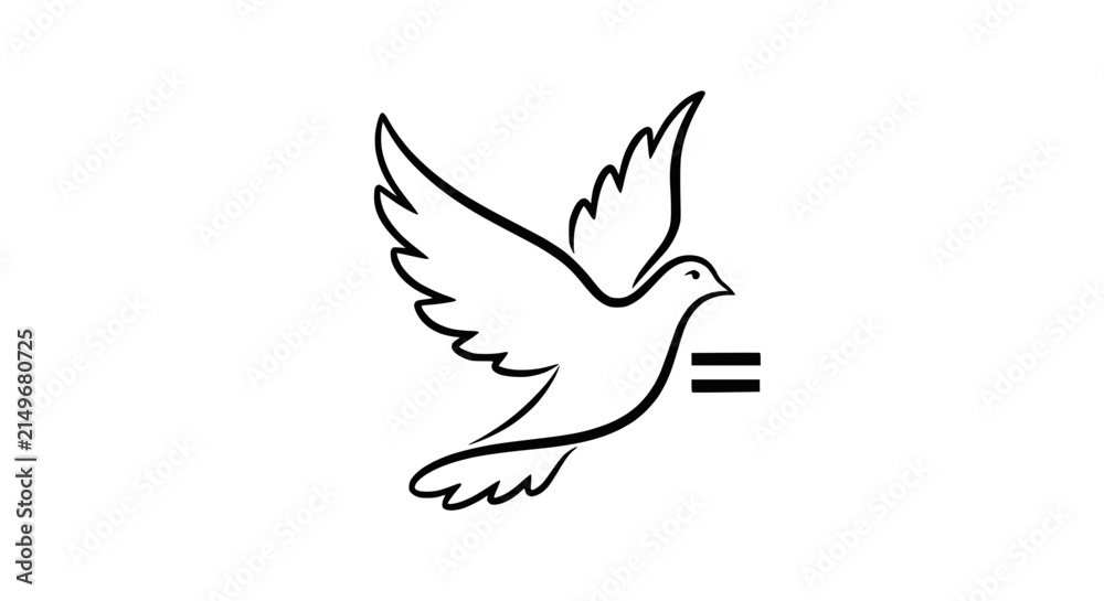Obraz premium Peace Dove Icon with Equality Symbol, Isolated