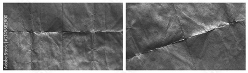 set of black folded paper sheets isolated on transparent PNG background, Crumpled Paper Poster Photo Effect Mockup, blank folded Paper texture overlay effect