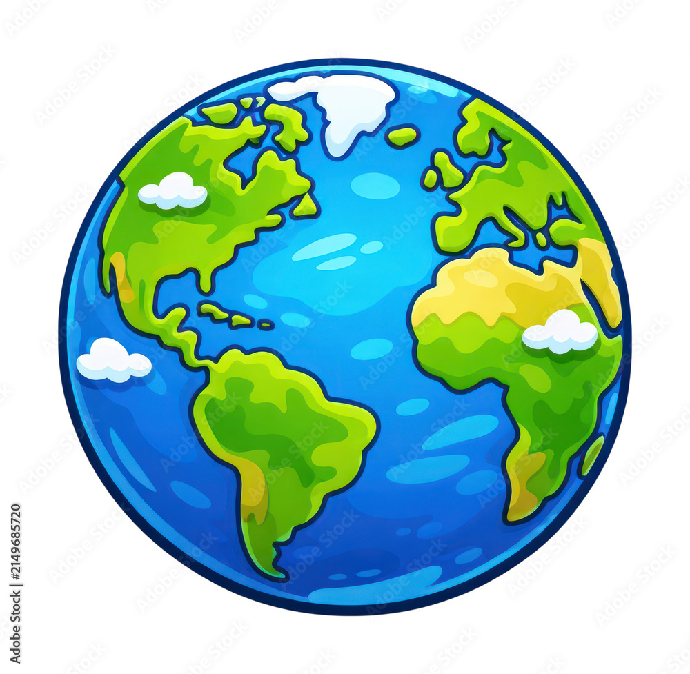 Fototapeta premium PNG Colorful cartoon Earth illustration.