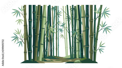 Flat Illustration of Bamboo Forest Isolated on White