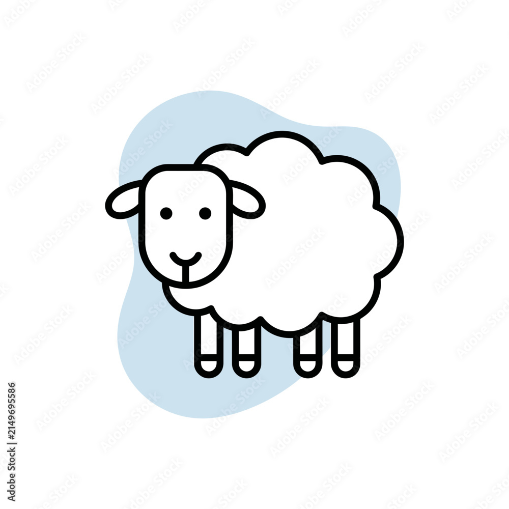 Obraz premium Simple black and white line art illustration of a sheep.