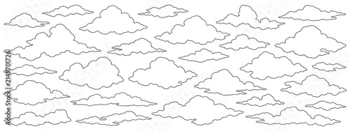 Cloud line drawings isolated on a transparent background