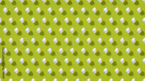 Seamless 3d cube scatter pattern, white cyan orange isometric blocks