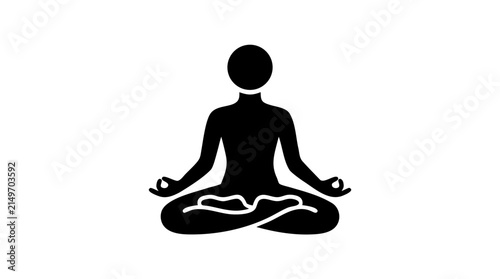 3D Render of a Woman Meditating in Lotus Pose Inside a Yin Yang Symbol for Zen and Spiritual Peace