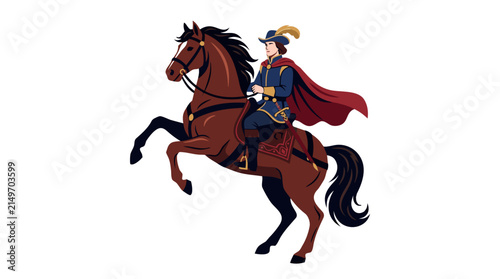Silhouette vector illustration of a jockey riding a black stallion at full gallop on horseback