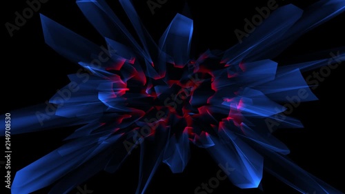 Motion background graphic crystal in blue abstract animation of futuristic light energy glow red dynamic dark 3d render