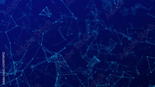 Network plexus technology connection in abstract blue digital of background futuristic data communication science cyber space information particles