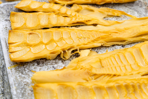 the traditional Asian practice of ingredient preservation—sun-drying sliced bamboo shoots