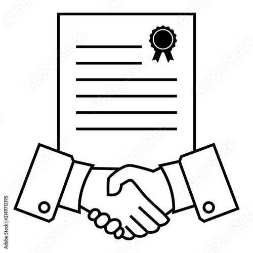 Professional Partnership Agreement Certificate with Handshake, symbolizing business partnership, trust, agreement, achievement, and successful collaboration. Icon Symbol Vector Design Illustration